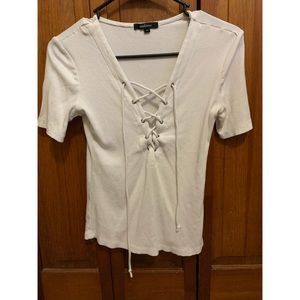 Ambiance Apparel white lace up top